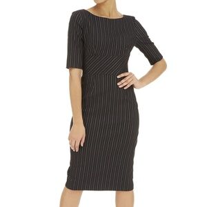 The Pretty Dress Co HEPBURN PENCIL DRESS IN BLACK PINSTRIPE